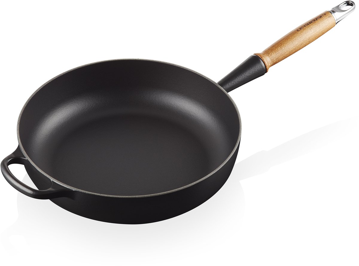 Le Creuset Signature Sauteerpan met houten handvat Mat Zwart Ø 28cm 3,6L