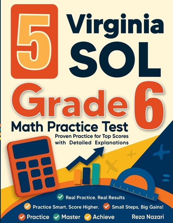 5 Virginia SOL Grade 6 Math Practice Tests - cover