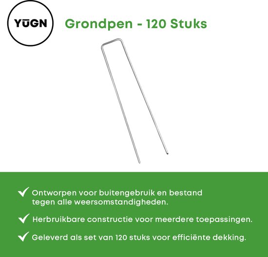 YUGN 120 Couverture au sol Pegs - Galvanisé anti rouille au Chevilles de sol - Facile Fixation par points Sharp - Oa RACINES Tissu Couvre - sol Kunstgras ou Tentes Camping - 20x20x3.5CM