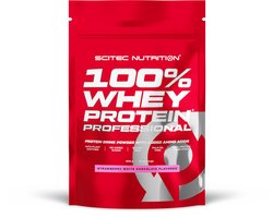 Scitec Nutrition 100% Whey Protein Professional - Verrijkt met extra aminozuren & spijsverteringsenzymen - Glutenvrij - Zonder palmolie, 500 g, Aardbei-Witte Chocolade