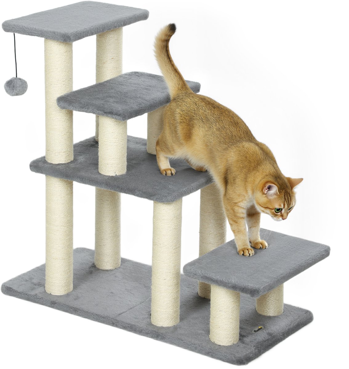 PawHut-Huisdierentrap - Spaanplaat, pluche, sisal - 70x32x68cm - Grijs
