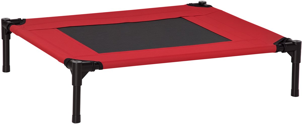 PawHut Verhoogd Hondenbed - Oxfordstof - 76x61x18cm - Rood