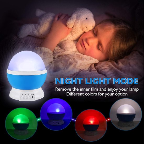 Nachtlampje Voor Kinderen, Kinder Nachtlampje Met Nebula & 360° Rotatie - 4 LED Lampjes, 12 Kleuren Sterprojector, Bedraad Met USB-kabel — afbeelding 2