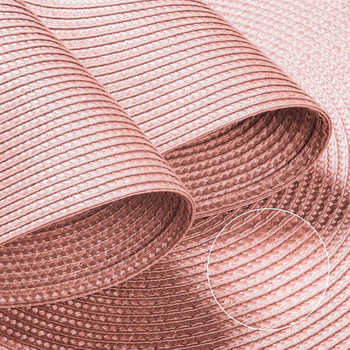 Placemats Set van 6 - Placemats - Elegante Tafeldecoratie - Onderzetter - Diameter 38 cm - Rond - Hitte bestendig - Luxe uitstraling- antislip - geweven - roze — cadeau in Wonen & Interieur - foto 4