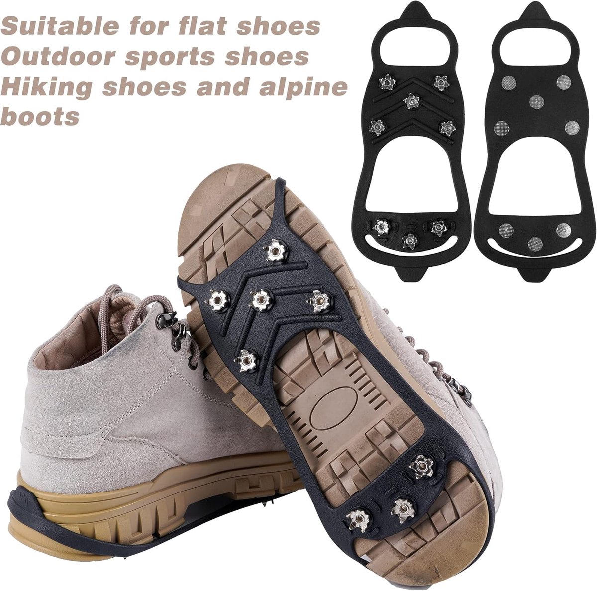 antislip ijs- en sneeuwgrip-noppen, duurzame grip voor schoenen en laarzen met 8 stalen noppen.-Universele Code-Een paar