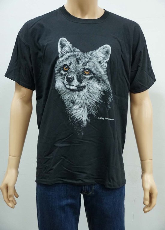 T-shirt noir tête de petit renard en taille 4XL - T-shirt tête de renard taille 4XL - chemise renard sauvage - joli t-shirt petit renard - chemise coton avec images d'animaux - jolis t-shirts animaux amusants