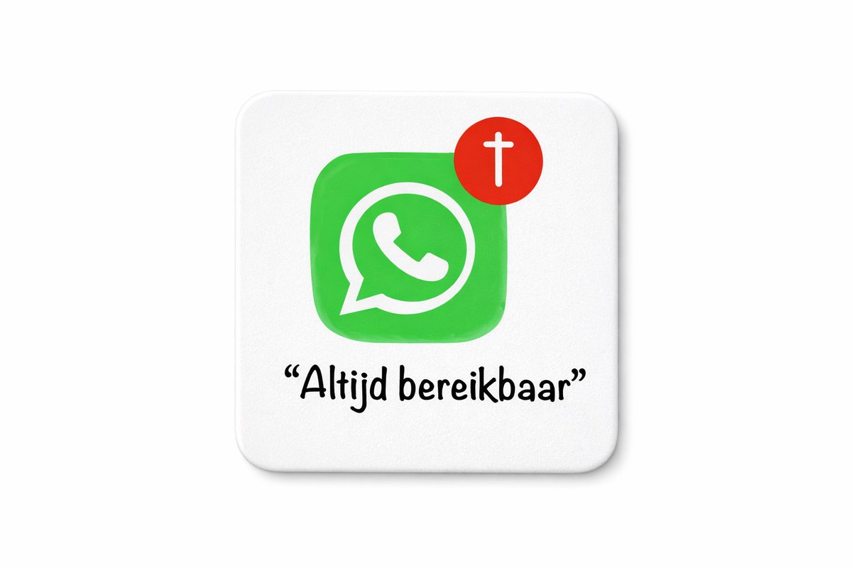Christelijke Onderzetters Set Van 4 – “ALTIJD BEREIKBAAR” – Geloof & Gebed – Cadeau Met Betekenis - Evangelisatie Cadeau - Koffie Thee Onderzetter - Christelijke Decoratie - Bemoedigend Cadeau -