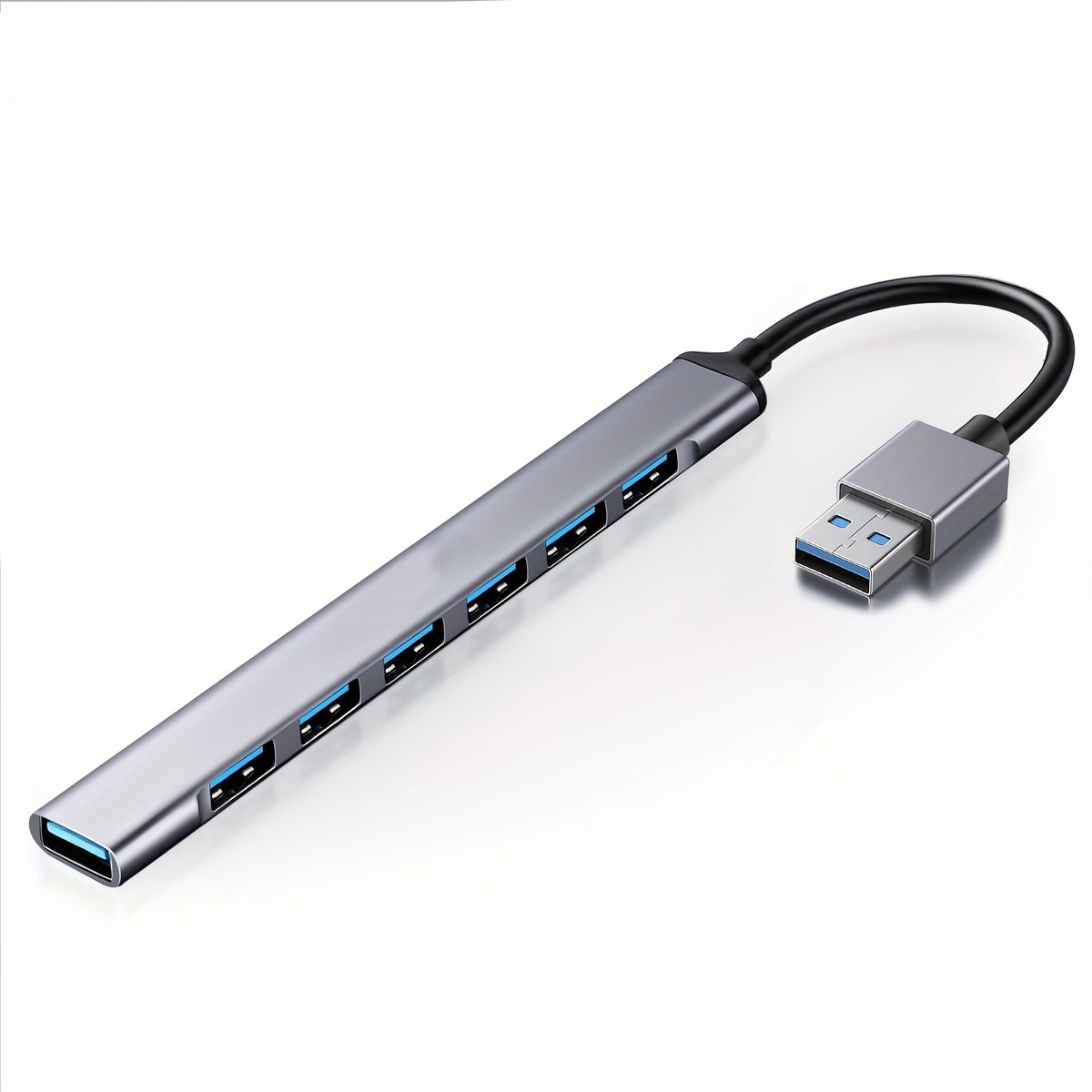 USB-A Hub 7-in-1 USB 3.0 – Tot 5 Gbps – Aluminium – Compacte USB-C Adapter voor Laptop & MacBook