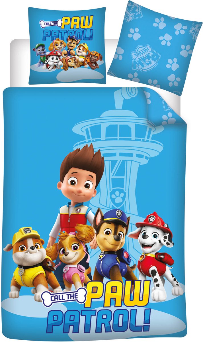 Paw Patrol Pat Patrouille Dekbedovertrek 140 x 200 cm +65X65cm – polyester