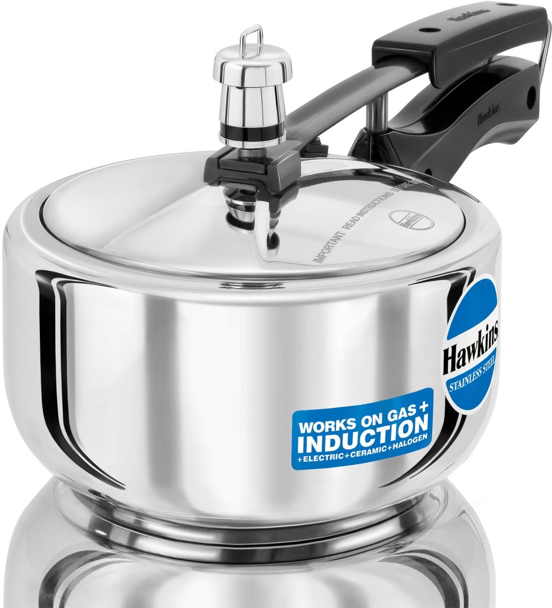 Hawkins RVS Snelkookpan 2 Liter – Inductie & Gas Geschikt | 18/8 AISI 304 Food-Grade Roestvrij Staal | Extra Dikke Sandwichbodem | Inner Lid Pressure Cooker voor 2–3 Personen met Kajal Sticker