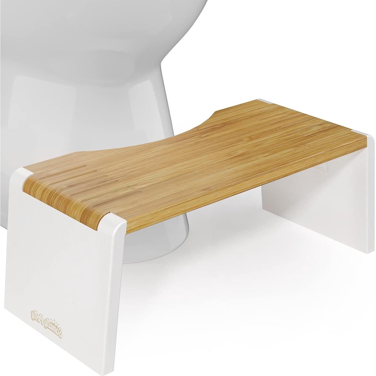 Provento- Bamboe toilet stoel - opvouwbaar - 7-inch hoogte - bruin en wit - badkamer accessoire - geschikt voor volwassenen - Stockholm design.