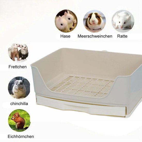 Hoek Konijnentoilet Baffect Corner Rabbit Litter Tray - Grote Hoek Toilet Voor Konijnen & Cavia's, Met Uitneembare Lade (Blauw, 41x30x16 Cm) Zindelijkheidstraining Kleine Dieren Hygiënisch