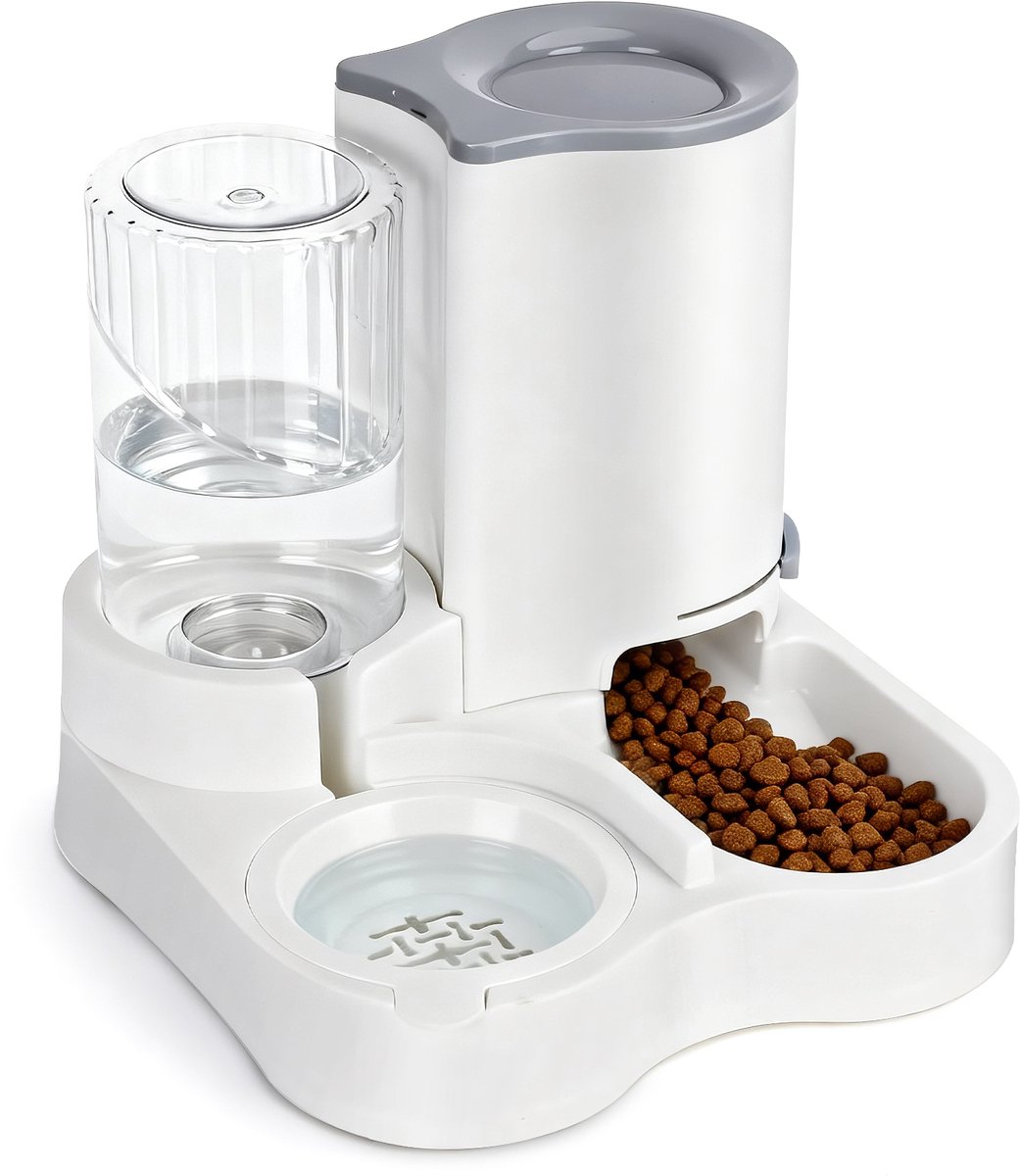 Nobleza Automatische Kattenvoerbak met Waterdispenser – 2,2L Voer + 1L Water – Zwaartekracht Voerautomaat – Instelbare Voeruitgang – Voor Katten en Kleine Honden