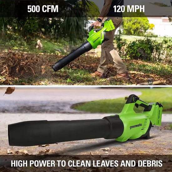 Greenworks Bladblazer 40V - Elektrische bladblazer - 500 CFM+luchtsnelheid 120 km/u - Incl. 4.0Ah accu - Blazen, Zuigen & Versnipperen van Merkloos	 — afbeelding 4