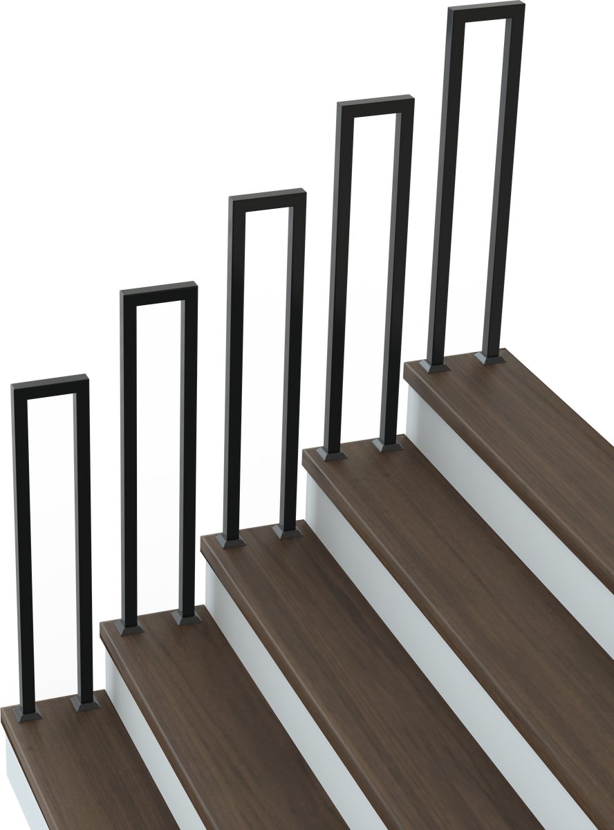Aufun Leuning voor Trappen Trapleuning 85cm - U-vormige Metalen Reling - Staande Installatie - Zwart