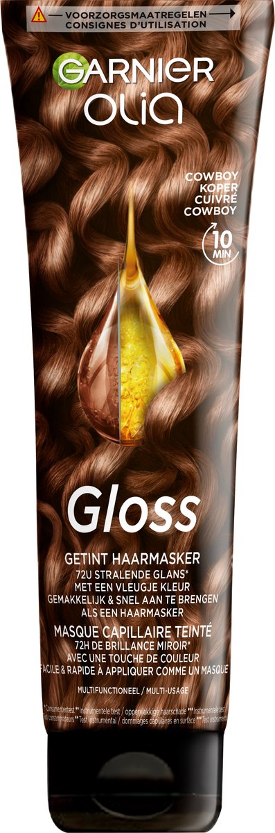 Garnier Olia Gloss - Gekleurd haarmasker - Cowboy Koper - Extra glanzend, gezond haar met een vleugje kleur