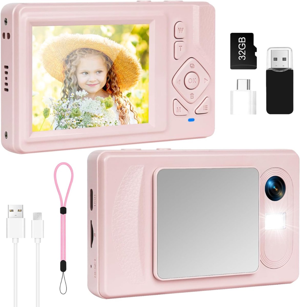 SNJY® Vlog Camera voor Beginners - Videocamera voor Kinderen - Handycam - 4K - Roze