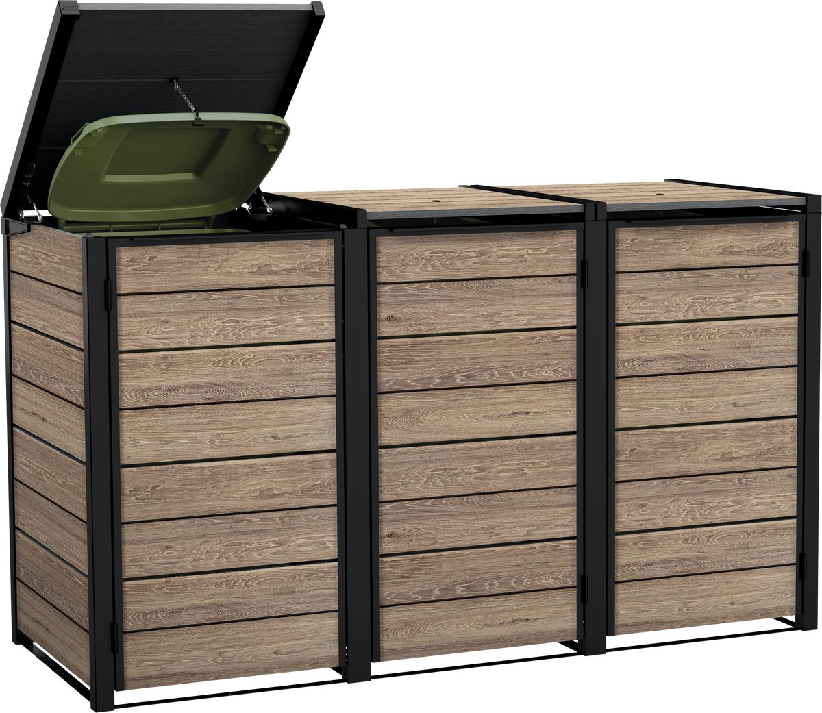 Keter Hide Away Containerberging - 3x 240L - Ashwood