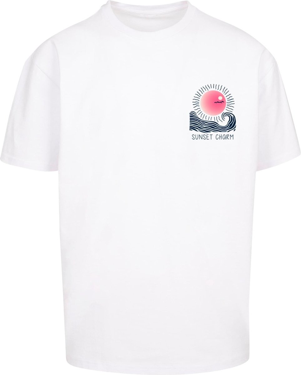 Merchcode - Sunset Charm Oversized Heren Tshirt - S - Wit