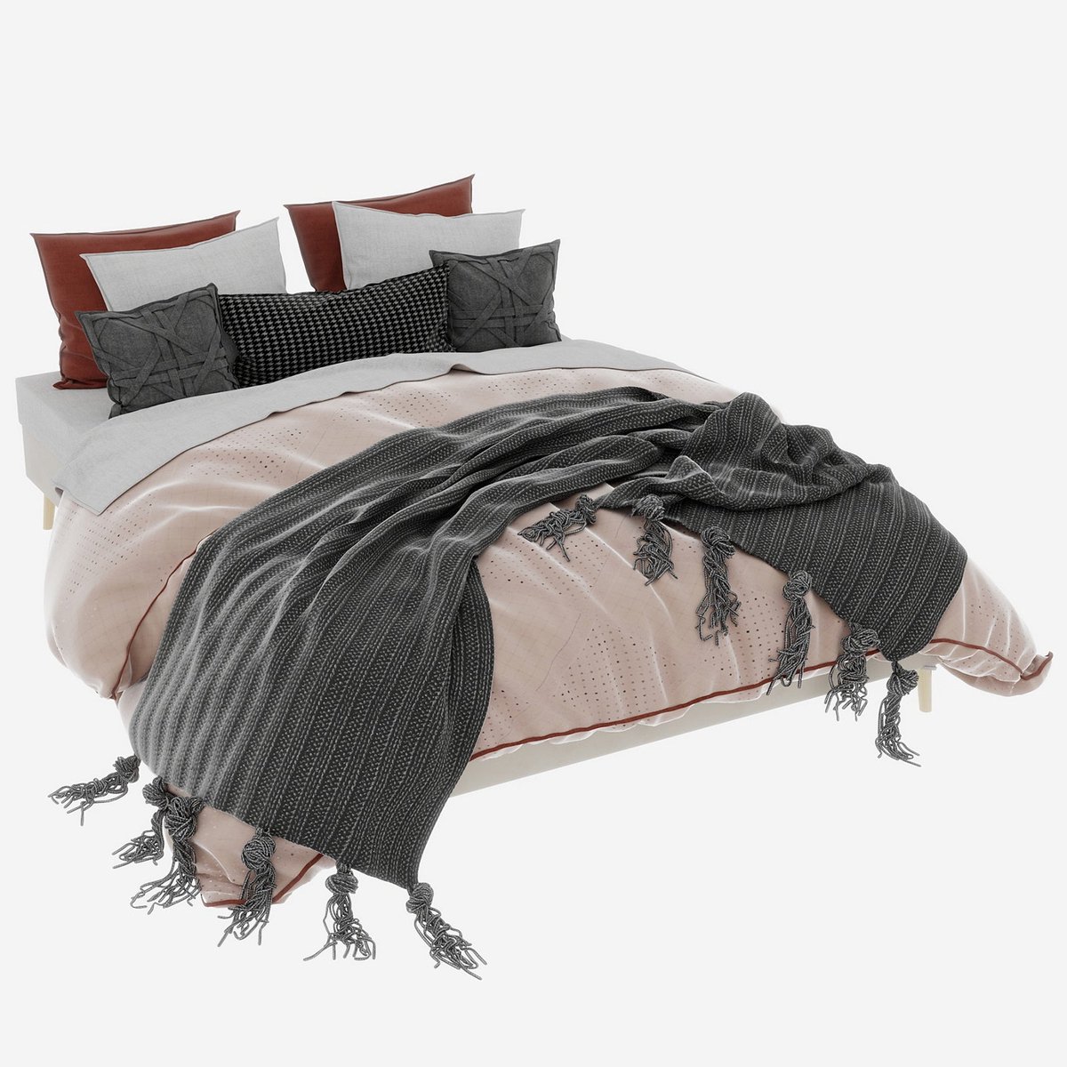 Merax Gestoffeerd Bedframe 160x200 Fluwelen Stof Modern Laag Bed Metalen Frame Houten Lattenbodem Beige