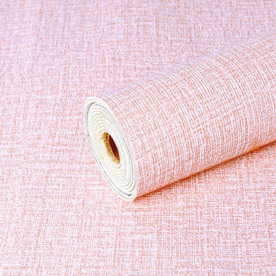 Peel and Stick Behang 50 cm Zelfklevend Schuim Wandpaneel 3D Linnen PVC Textuur Waterdicht Geluiddicht Verwijderbaar voor Woonkamer Home Decor (Roze, 50 cm X2,8 m)
