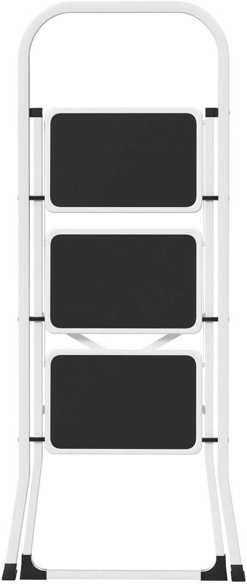 Aufun 3-treden Vouwladder - Gelegeerd Staal met Antislip Treden - 150kg Draagvermogen - Voor Keuken/Garage/Kantoor
