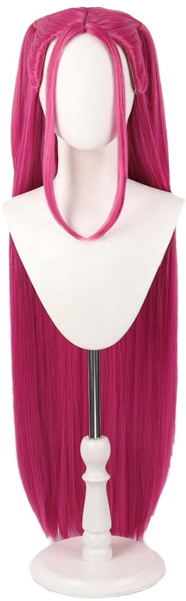 Kraftverdia - Roze rood pruik - Anime-personage cosplaypruik - Pruik met twee staartjes - Kinderpruiken - 90cm
