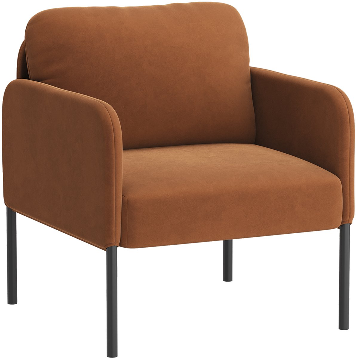 COLAMY Gestoffeerde fauteuil Accentstoel - Moderne loungestoel - Gewatteerde rugleuning - Zachte fluwelen woonkamerstoel - Oranje