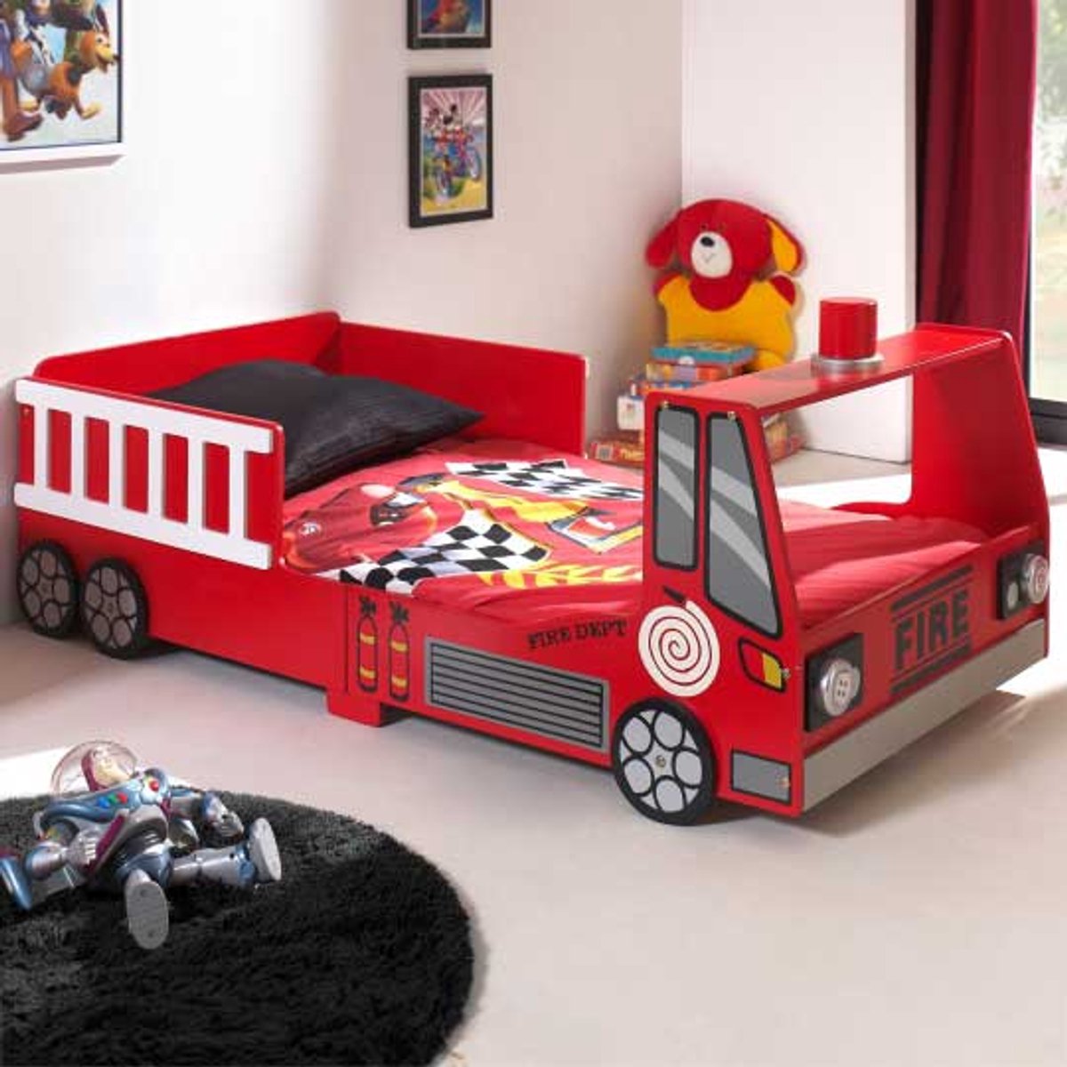Vipack Kleuterbed Fire truck - 70 x 140 cm - rood