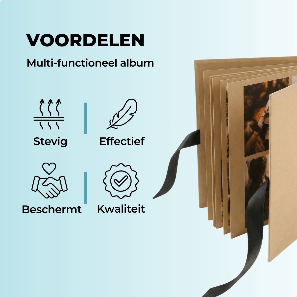 RENALUX Fotoalbum Plakalbum - Scrapbook Album - Plakboek - Foto Album - Gastenboek Bruiloft - Baby Album- 80 Pagina's - Bruin — afbeelding 4