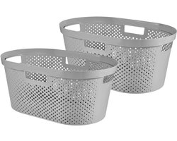 Curver Infinity Recycled Dots Wasmand - 40L - 2 stuks - Grijs