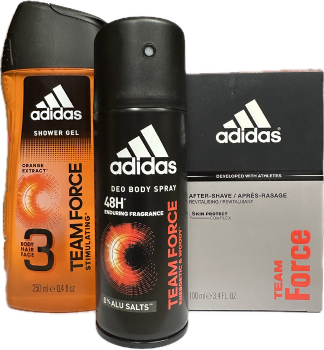 Adidas Team Force Set - Douchegel 250 ml - Aftershave 100 ml - Deo Body Spray 150 ml