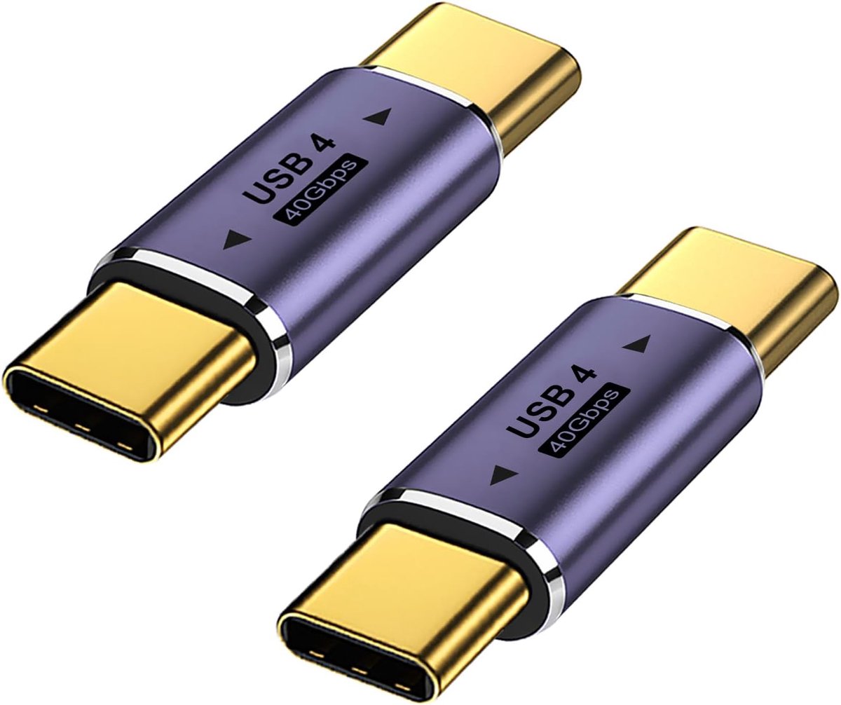 Zazitec USB-C naar USB-C Adapter - Set van 2 - Male to Male - 100W Power Delivery - 40Gbps Dataoverdracht - 8K Video - Paars