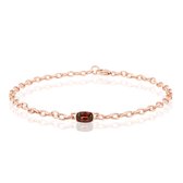 Cavill - Zilveren Armband 925 Sterling Zilver Rosé Verguld - Roze Zirkoon 0,788 ct Antiek Briljant Slijpsel - Elegant Vintage Dames Sieraad 20,3 cm