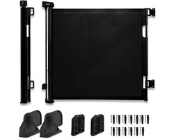 Oprolbaar Traphekje Zwart 180 cm – Veiligheidshekje Baby & Huisdier