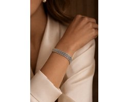 Lundholm Luxe Premium Stainless Steel Jewellery Zilver Kleurige Armband Dames Minimalistisch Schakel - Vrouwen Cadeautjes Cadeau Cadeau voor Vrouw - My Yara Serie - Scandinavisch Design