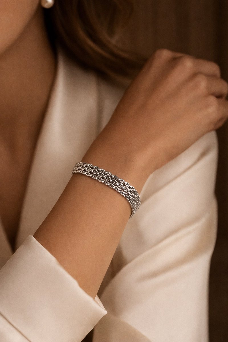 Lundholm Luxe Premium Stainless Steel Jewellery Zilver Kleurige Armband Dames Minimalistisch Schakel - Vrouwen Cadeautjes Cadeau Cadeau voor Vrouw - My Yara Serie - Scandinavisch Design