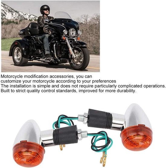 2 stuks Motorfiets koplampen - Richtingaanwijzers - Motorfiets indicatielampjes - Fietslicht Koplamp - Bolvormig verlichting - LED indicatorlampjes - Met draadgatinstallatie - Geschikt voor motorfietsen, racefietsen (12*10 cm - Wit) — afbeelding 4