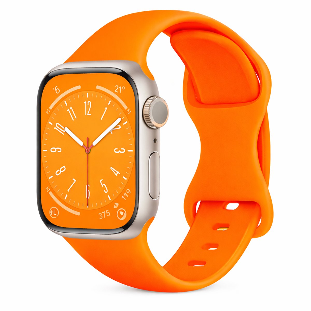 Bandje Oranje Geschikt voor Apple Watch - 2 maten inbegrepen (S/M + M/L) - Maat 38/40/41/42/44/45/46/49mm - Geschikt voor Apple Watch - Bandje - Series 1/2/3/4/5/6/7/8/9/10/11/SE/ULTRA - Oranje - Bandje siliconen sport - Strap