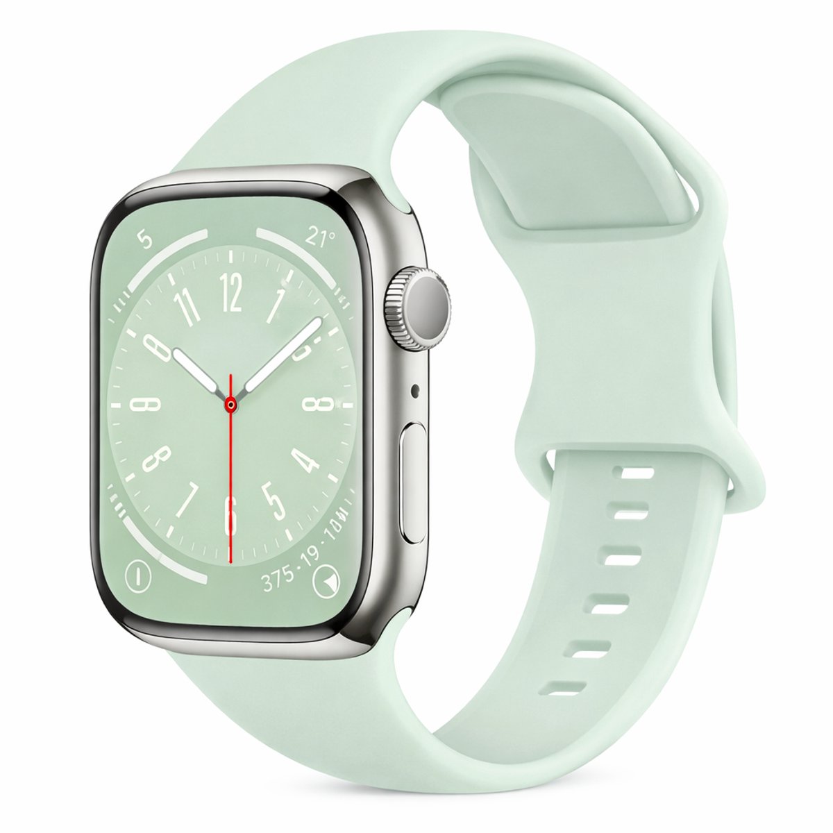 Bandje Mint Geschikt voor Apple Watch - 2 maten inbegrepen (S/M + M/L) - Maat 38/40/41/42/44/45/46/49mm - Geschikt voor Apple Watch - Bandje - Series 1/2/3/4/5/6/7/8/9/10/11/SE/ULTRA - Mint- Bandje siliconen sport - Strap