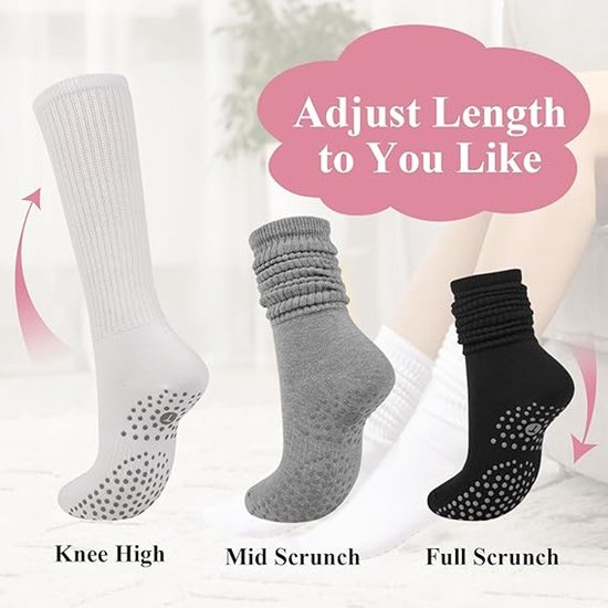 3 paar antislipsokken voor dames - Met siliconen antislipdesign - Yoga trainingssokken - Sokken voor balletoefeningen - 16*8*18 cm - Maten [36-43]-Yoga, pilates, ballet, ziekenhuis, dagelijks gebruik - Wit, grijs, zwart van Merkloos — afbeelding 5