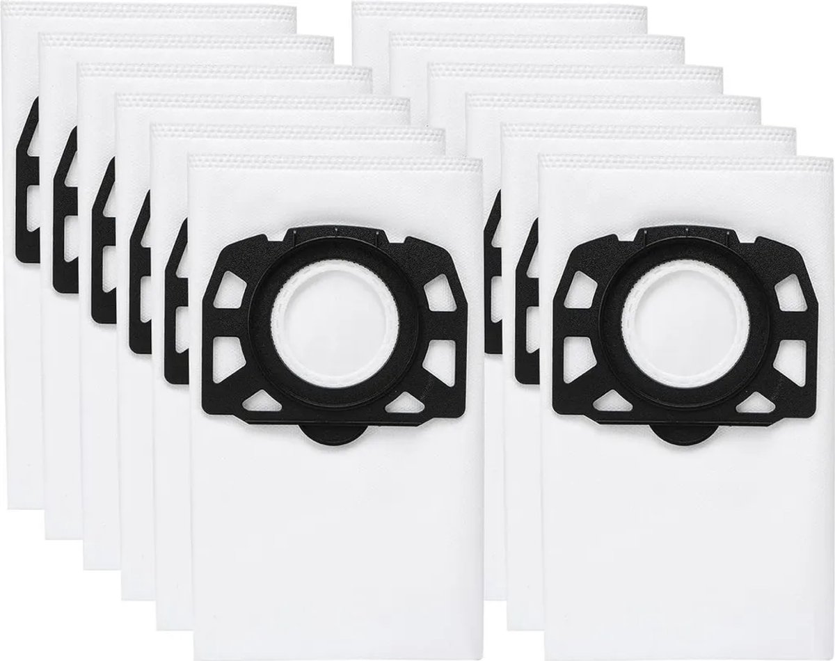 Verpakking van 12 stofzuigerzakken met stoffen filter, geschikt voor Kärcher WD4/WD5/WD6 en MV4/MV5/MV6.
