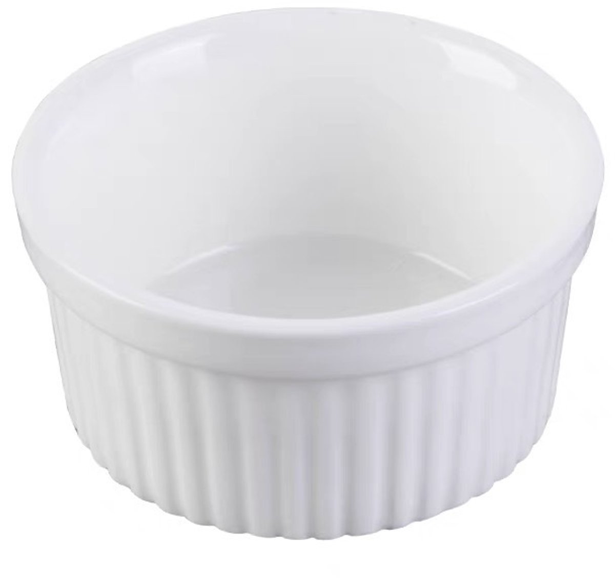 Crème brûlée schaaltjes, set van 1 soufflébakje, 180 ml, ovenschaaltje, klein, keramische ragoutschalen, bakvorm voor in de keuken, vaatwasmachinebestendig (wit, diameter 9 cm)