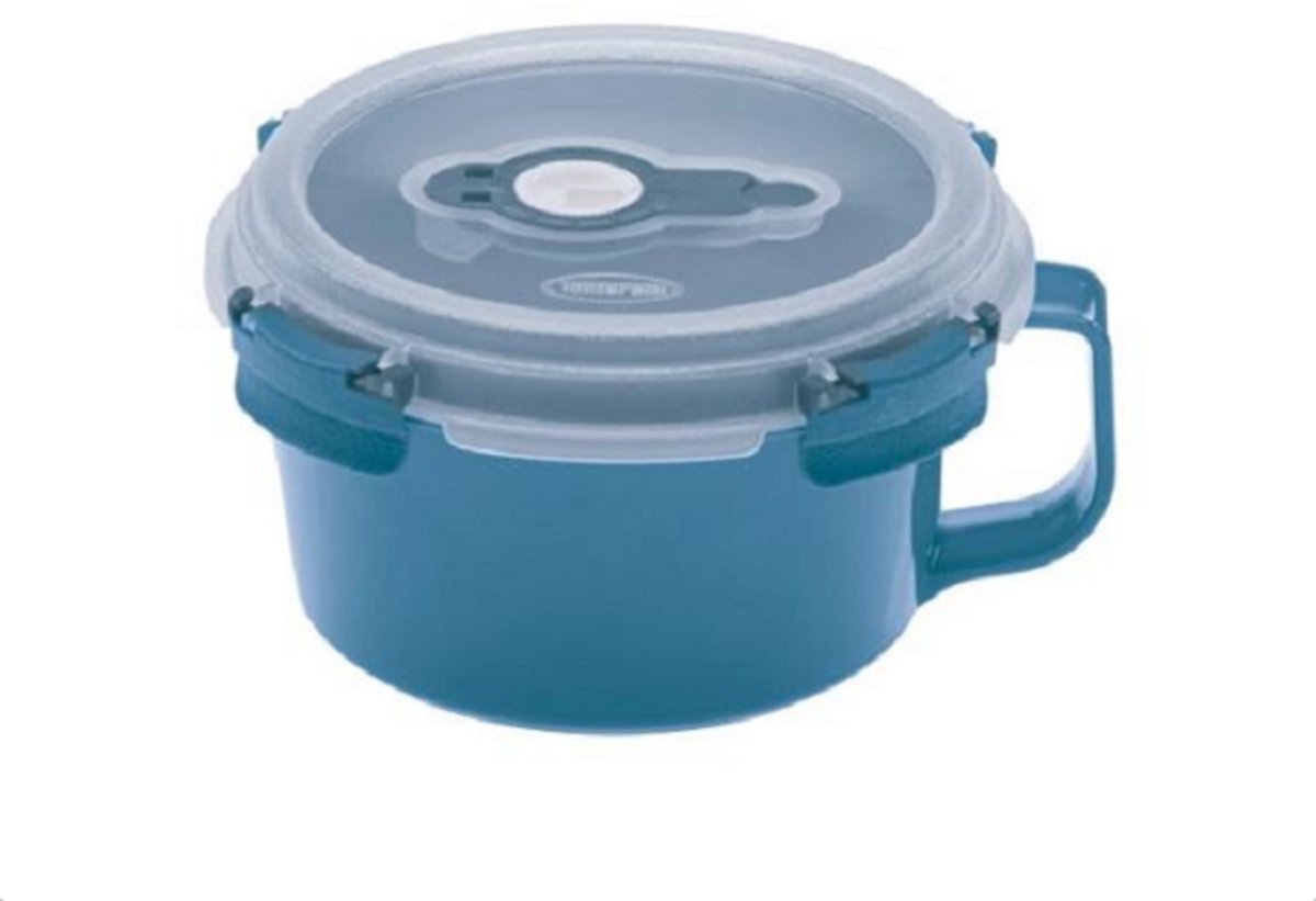 Tontarelli Voedselcontainer FRESH SYSTEM 0,85 l, beker met handvat en klep blauw/transparant