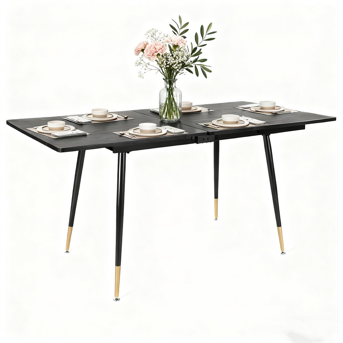 Meubles Cosy – Uitschuifbare eettafel – 120-160 cm – Zwarte houtlook