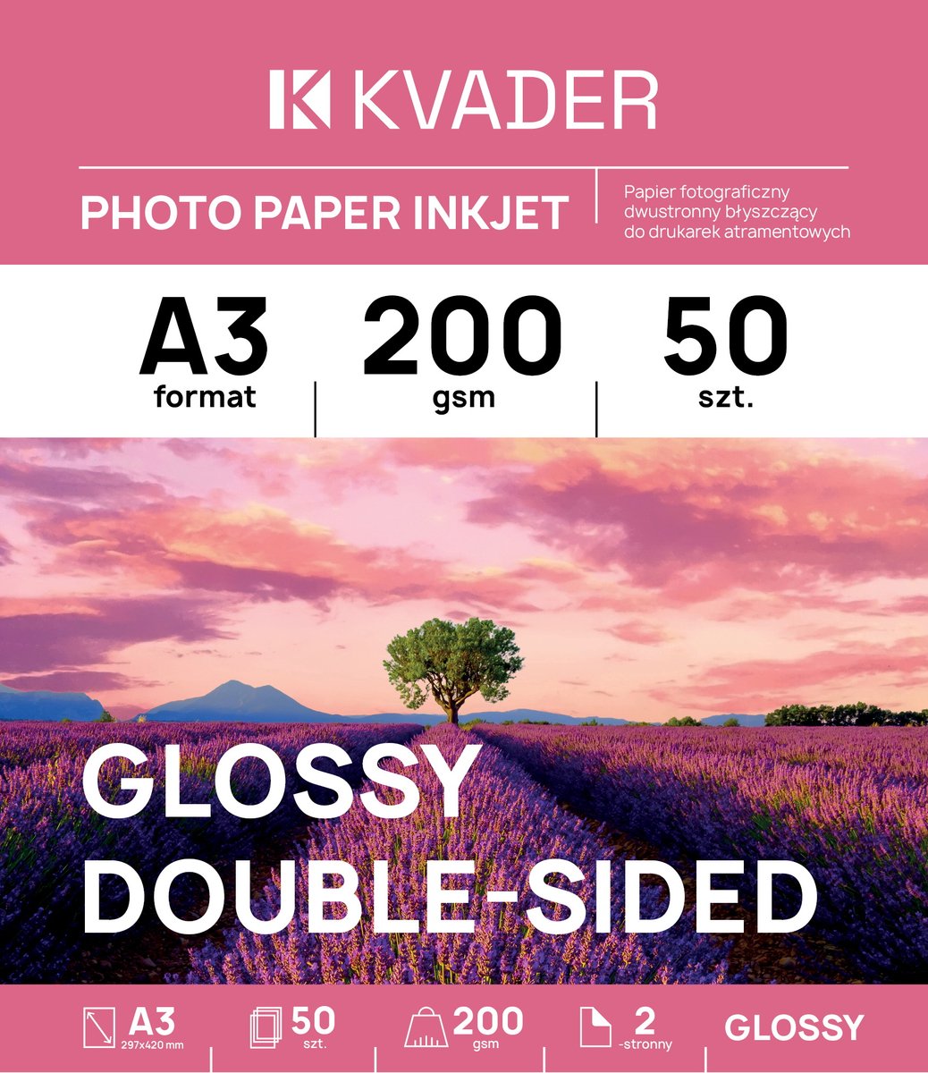 A3 Glanzend Fotopapier Dubbelzijdig 200g 50 vel Inkjet