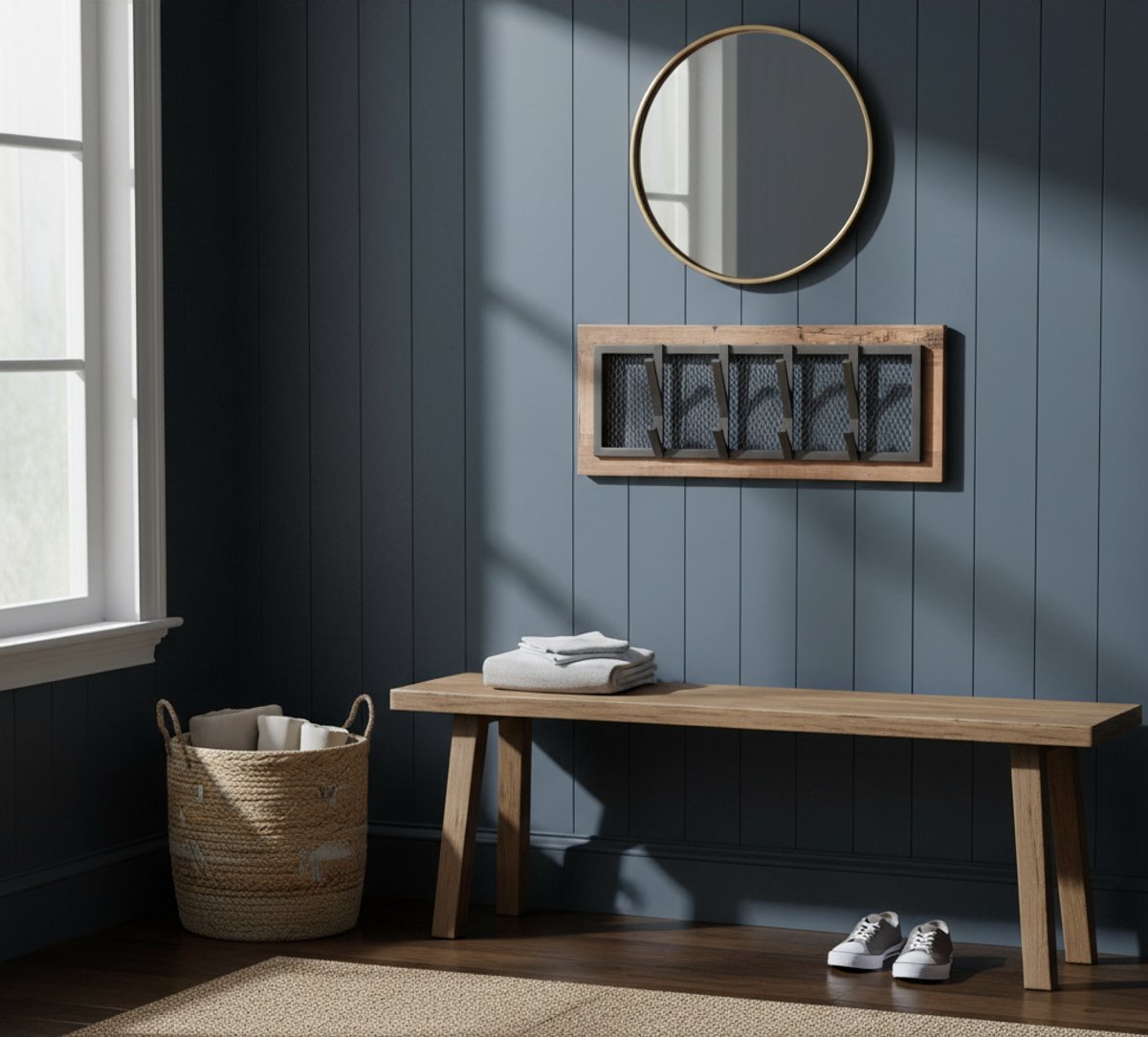 Kapstok Industrial Elegance 75x11x30 cm – Stoere Wandkapstok van Mangohout en Staal – Altameubel