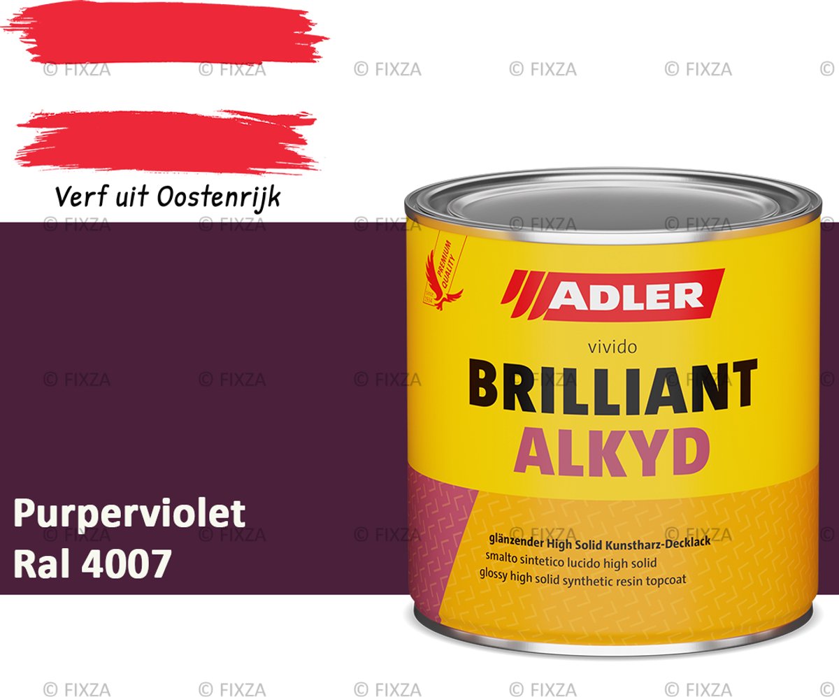 ADLER Brilliantalkyd Kunstharzlack Hoogglans – Purperviolet – Weerbestendige Lak voor Hout & Metaal Binnen en Buiten – Krasvast, Aromatenvrij, Sneldrogend – 750 ml