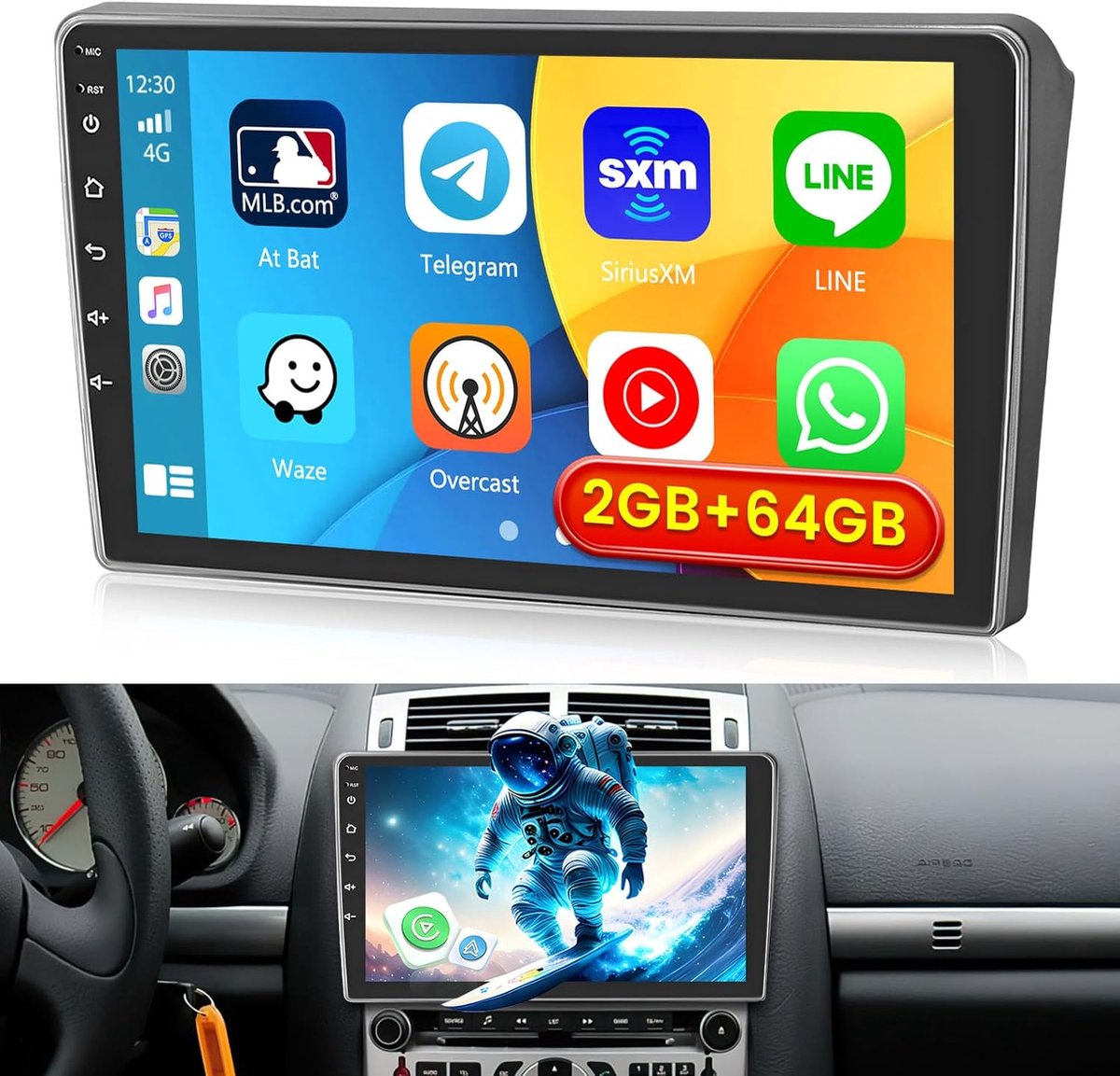 Autoradio - 9-inch Android 15-systeem, compatibel met CarPlay, geschikt voor Peugeot 407-modellen 2004-2008 4 GB RAM + 64 GB opslag SWC AHD-camera FM/RDS-radio-afstemming Bluetooth-connectiviteit Mirroring-functionaliteit