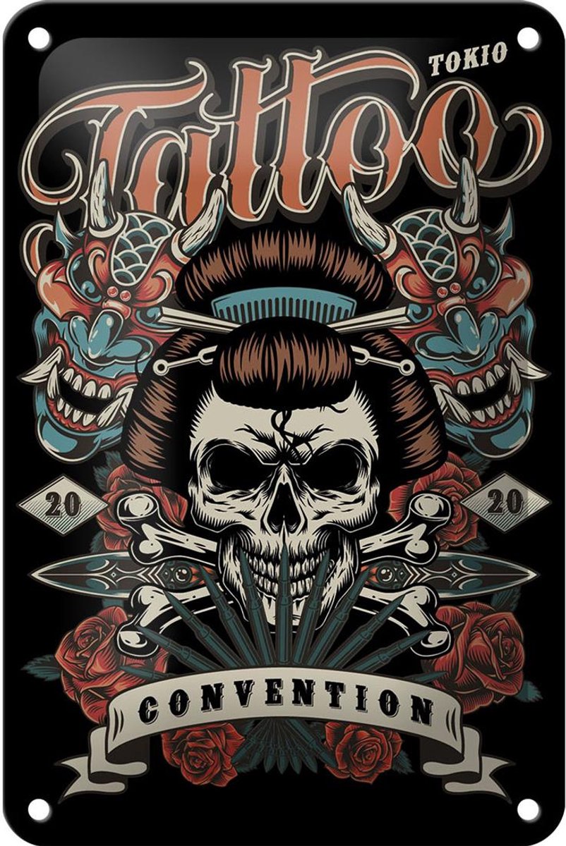 Blechschild Tattoo 12x18cm Tokio convention